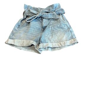 Sincerely Jules Paperbag Denim Blue High Waist Shorts Size 1/25